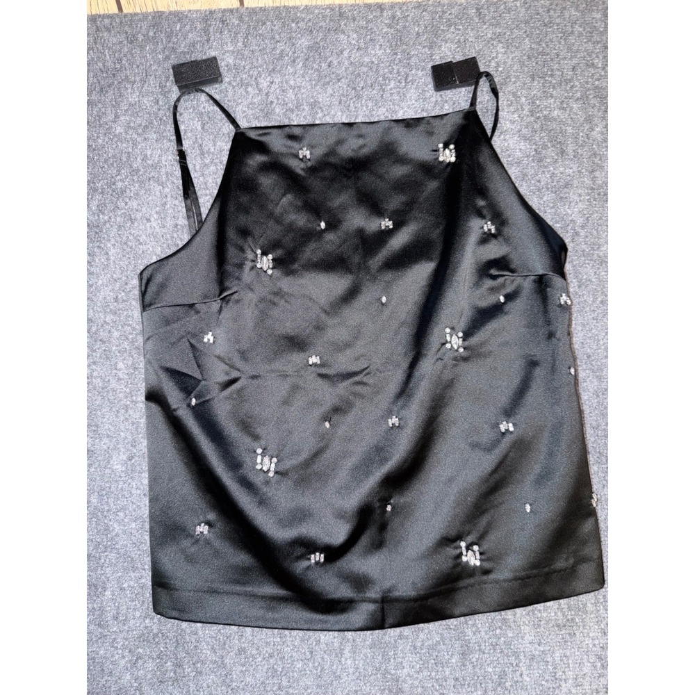 Abercrombie & Fitch Womens Black Satin Rhinestone Embellished Open Back M